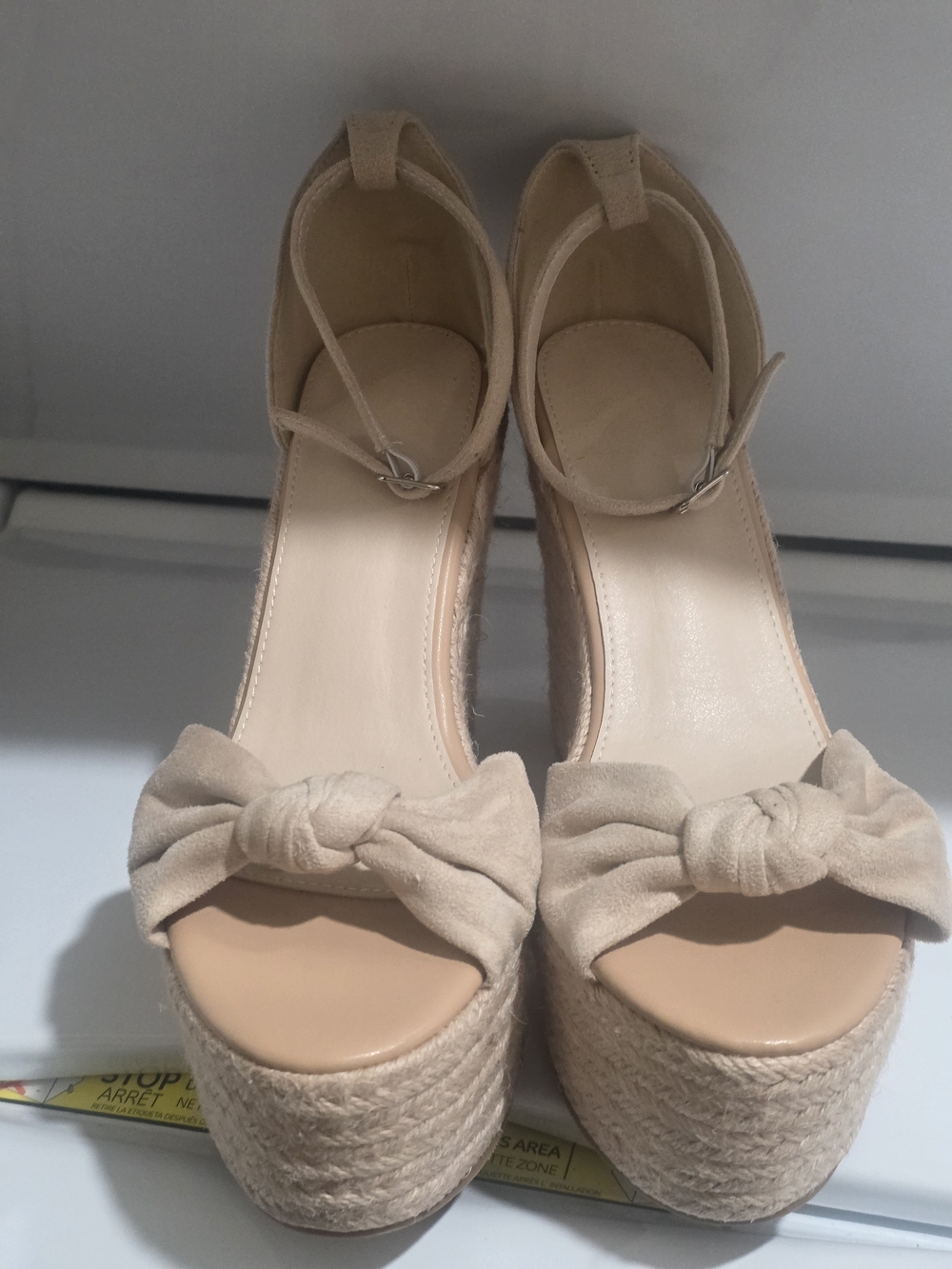 Womens Tan Knotted Espadrille Platform Sandals